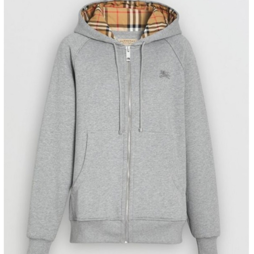 Burberry Vintage Check Detail Jersey Hooded Top